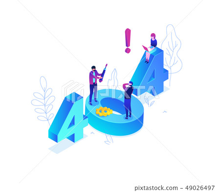 Error 404 page - modern colorful isometric vector illustration Error 404 page - modern colorful isometric vector illustration 49026497