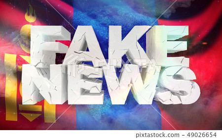 3D illustration of fake news concept with background flag of Mongolia. 49026654