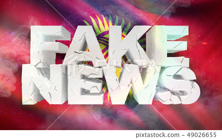 3D illustration of fake news concept with background flag of Kyrgyzstan. 49026655