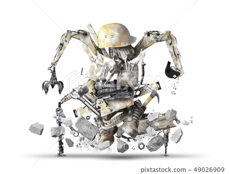 Huge construction robot, tools  49026909