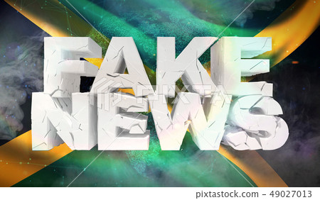 3D illustration of fake news concept with background flag of Jamaica. 3D illustration of fake news concept with background flag of Jamaica. 49027013