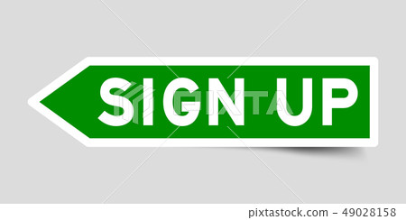Arrow shape green color sticker in word sign up Arrow shape green color sticker in word sign up 49028158