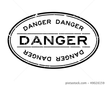 Grunge black danger word oval rubber seal stamp 49028159