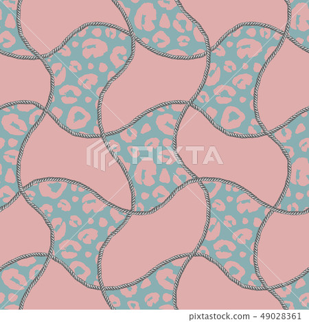Silver chain glamour leopard fur seamless pattern 49028361