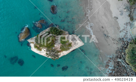 Cathedral Cove aerial view, Coromandel at sunset Cathedral Cove aerial view, Coromandel at sunset 49028419