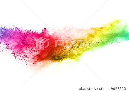 Colorful powder explosion on white background. Colorful powder explosion on white background. 49028520