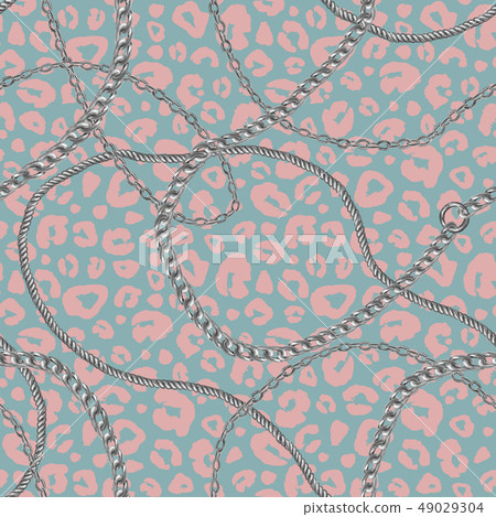 Silver chain glamour leopard fur seamless pattern Silver chain glamour leopard fur seamless pattern 49029304