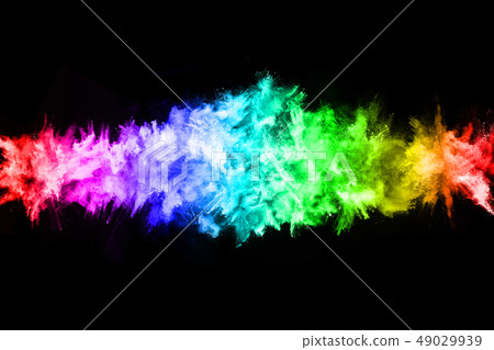 Abstract colored dust explosion on a black backgro 49029939