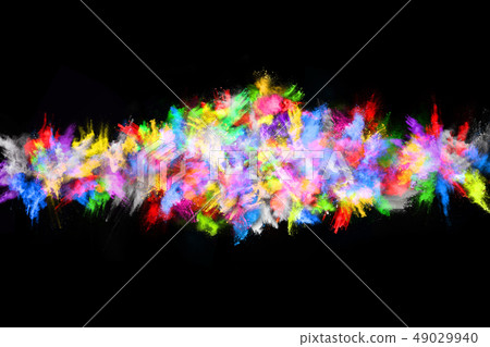 Abstract colored dust explosion on a black backgro 49029940