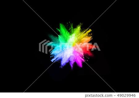 Abstract colored dust explosion on a black backgro 49029946