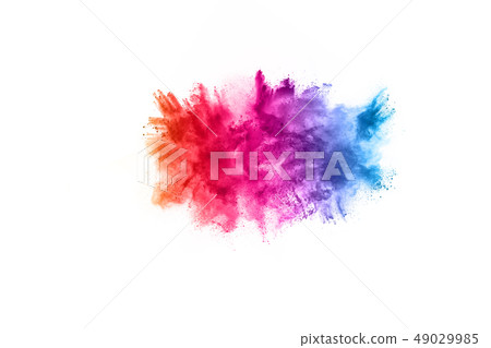 Colorful powder explosion on white background. 49029985