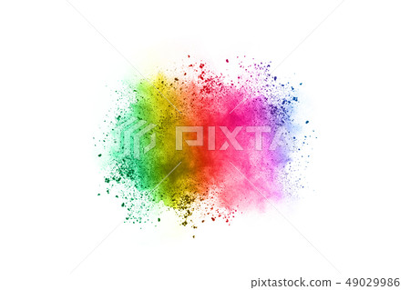 Colorful powder explosion on white background. 49029986