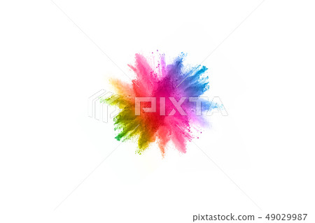 Colorful powder explosion on white background. 49029987