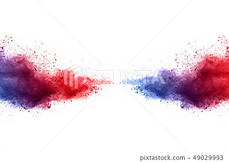 Colorful powder explosion on white background. 49029993