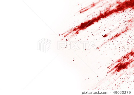Red powder exploding, isolated on white background 49030279