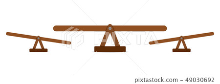 Seesaw or wooden balance scale Seesaw or wooden balance scale 49030692