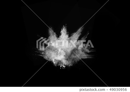 White powder explosion on black background. 49030956