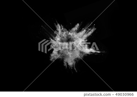 White powder explosion on black background. White powder explosion on black background. 49030966