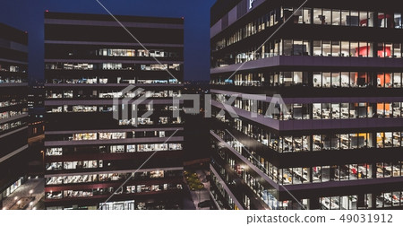 Corporation office buildings at night. 49031912