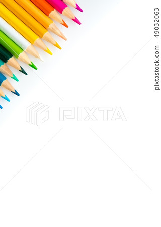Wooden coloured pencils in row i Wooden coloured pencils in row i 49032063