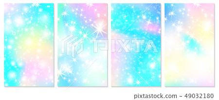 Unicorn rainbow background. Holographic sky 49032180