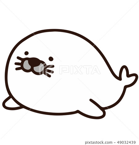 簡單可愛的白色印章插圖與主線 簡單可愛的白色印章插圖與主線 49032439