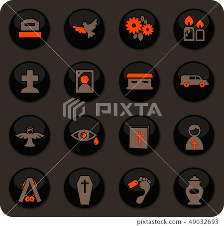 Funeral service icons set 49032693