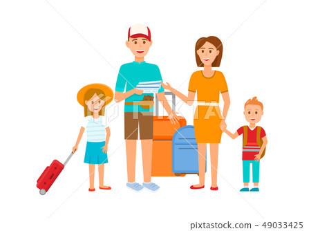 Happy Young Family with Little Children Travelling 49033425