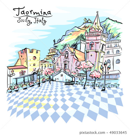 Piazza IX Aprile in Taormina, Sicily, Italy Piazza IX Aprile in Taormina, Sicily, Italy 49033645