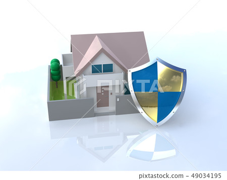 CG 3D illustration design three-dimensional security fence guard house housing crime prevention disaster prevention security safety 49034195