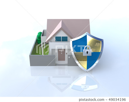 CG 3D illustration design three-dimensional security fence guard house housing crime prevention disaster prevention security safety CG 3D illustration design three-dimensional security fence guard house housing crime prevention disaster prevention security safety 49034196