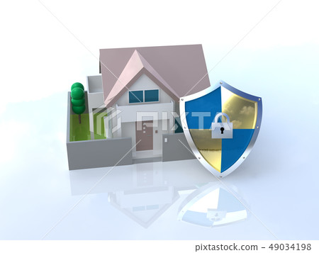 CG 3D illustration design three-dimensional security fence guard house housing crime prevention disaster prevention security safety CG 3D illustration design three-dimensional security fence guard house housing crime prevention disaster prevention security safety 49034198