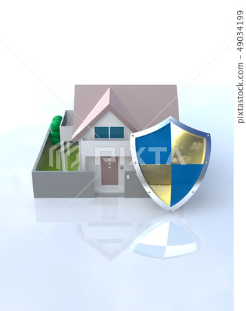 CG 3D illustration design three-dimensional security fence guard house housing crime prevention disaster prevention security safety CG 3D illustration design three-dimensional security fence guard house housing crime prevention disaster prevention security safety 49034199