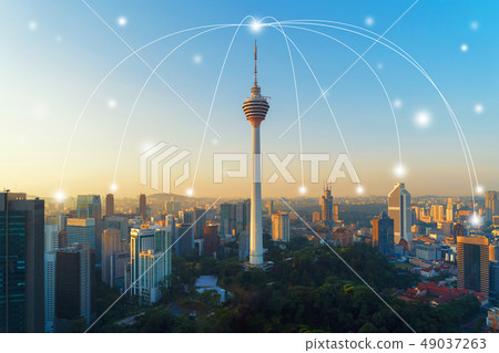 Digital network connection lines of Kuala Lumpur 49037263