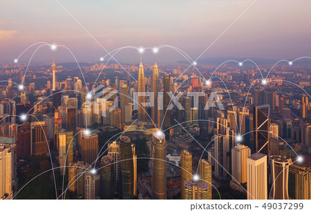 Digital network connection lines of Kuala Lumpur 49037299