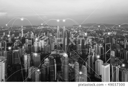 Digital network connection lines of Kuala Lumpur 49037300