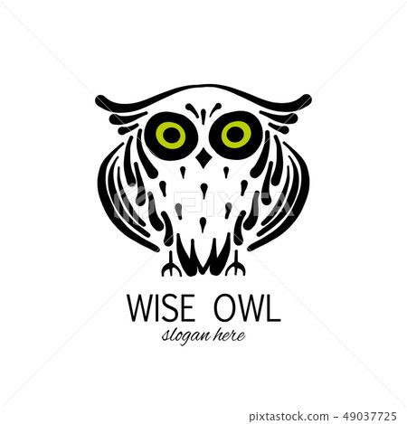 Cute owl logo, black silhouette for your design Cute owl logo, black silhouette for your design 49037725