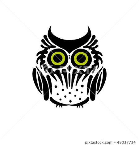 Cute owl logo, black silhouette for your design Cute owl logo, black silhouette for your design 49037734