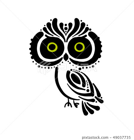 Cute owl logo, black silhouette for your design Cute owl logo, black silhouette for your design 49037735