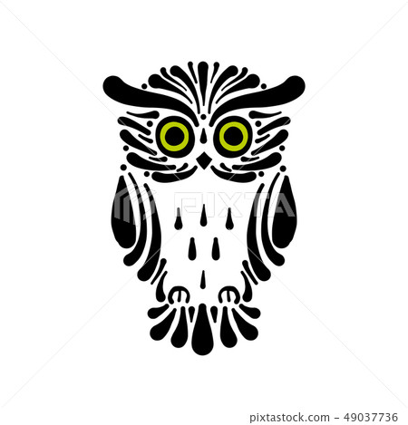 Cute owl logo, black silhouette for your design Cute owl logo, black silhouette for your design 49037736