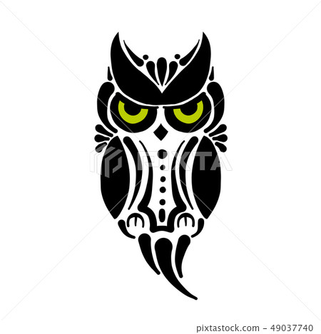 Cute owl logo, black silhouette for your design Cute owl logo, black silhouette for your design 49037740