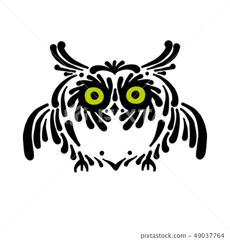 Cute owl logo, black silhouette for your design Cute owl logo, black silhouette for your design 49037764