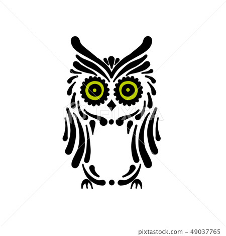 Cute owl logo, black silhouette for your design Cute owl logo, black silhouette for your design 49037765