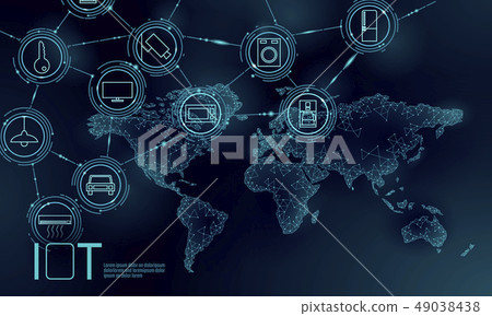 Blue space planet Earth internet of things icon innovation technology concept. Wireless 49038438