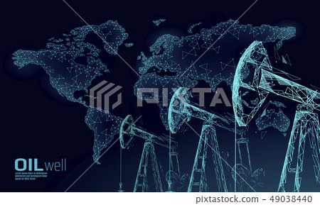 Oil well rig juck low poly business concept. Finance economy polygonal petrol production. Petroleum 49038440