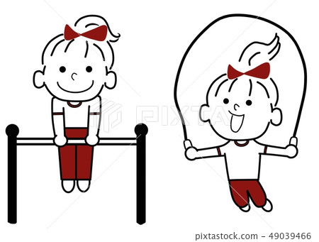 Girl exercising (red ribbon) 49039466