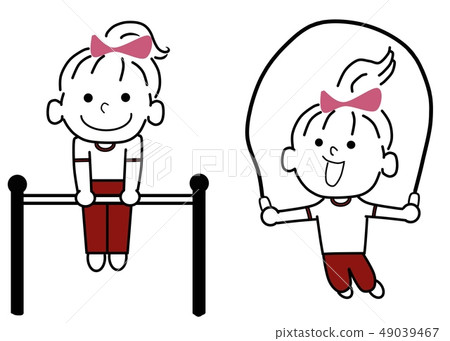 Girl exercising (pink ribbon) - Stock Illustration [49039467] - PIXTA