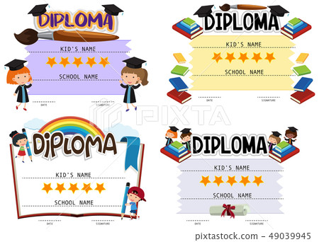 Diploma template with kids in background 49039945