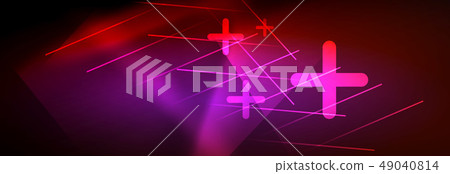 Neon glowing techno lines, hi-tech futuristic abstract background template with lines 49040814