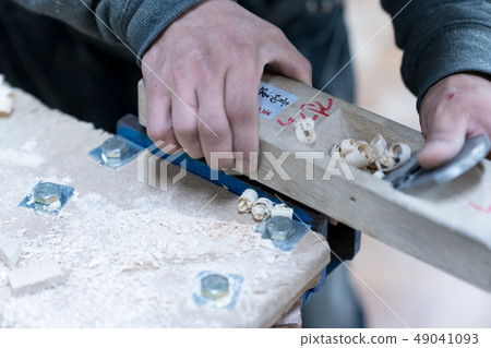 Carpenters produce various electric tools, handmade woodwork, indoor interior work 49041093